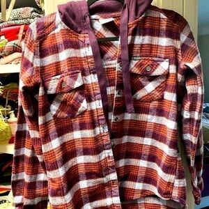 Columbia Purple and Orange Plaid Sweater